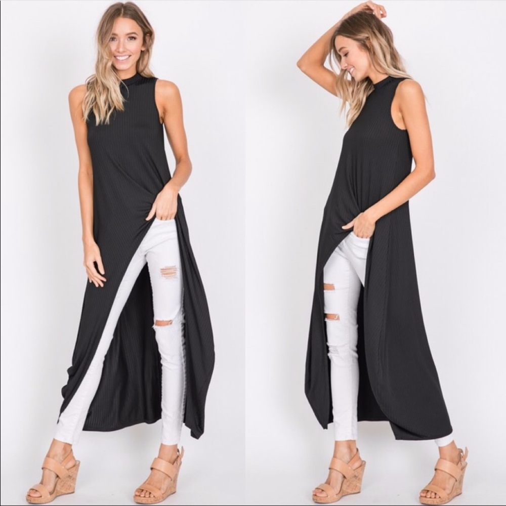 ANNABELLE HI LO LONG TOP - BLACK
